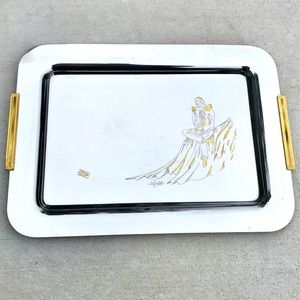 24k Italy gold trey serving platter antique